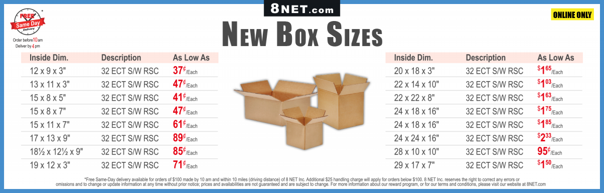 Shipping Box Sizes Dimensions