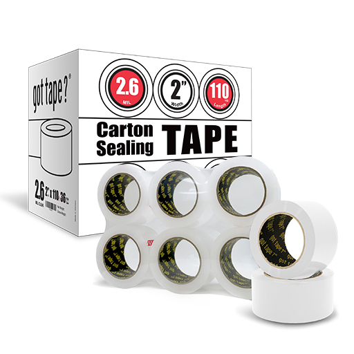 Carton sealing tape 2" x 110 yd 36 Rolls Case 2.6Mil - 8NET.com
